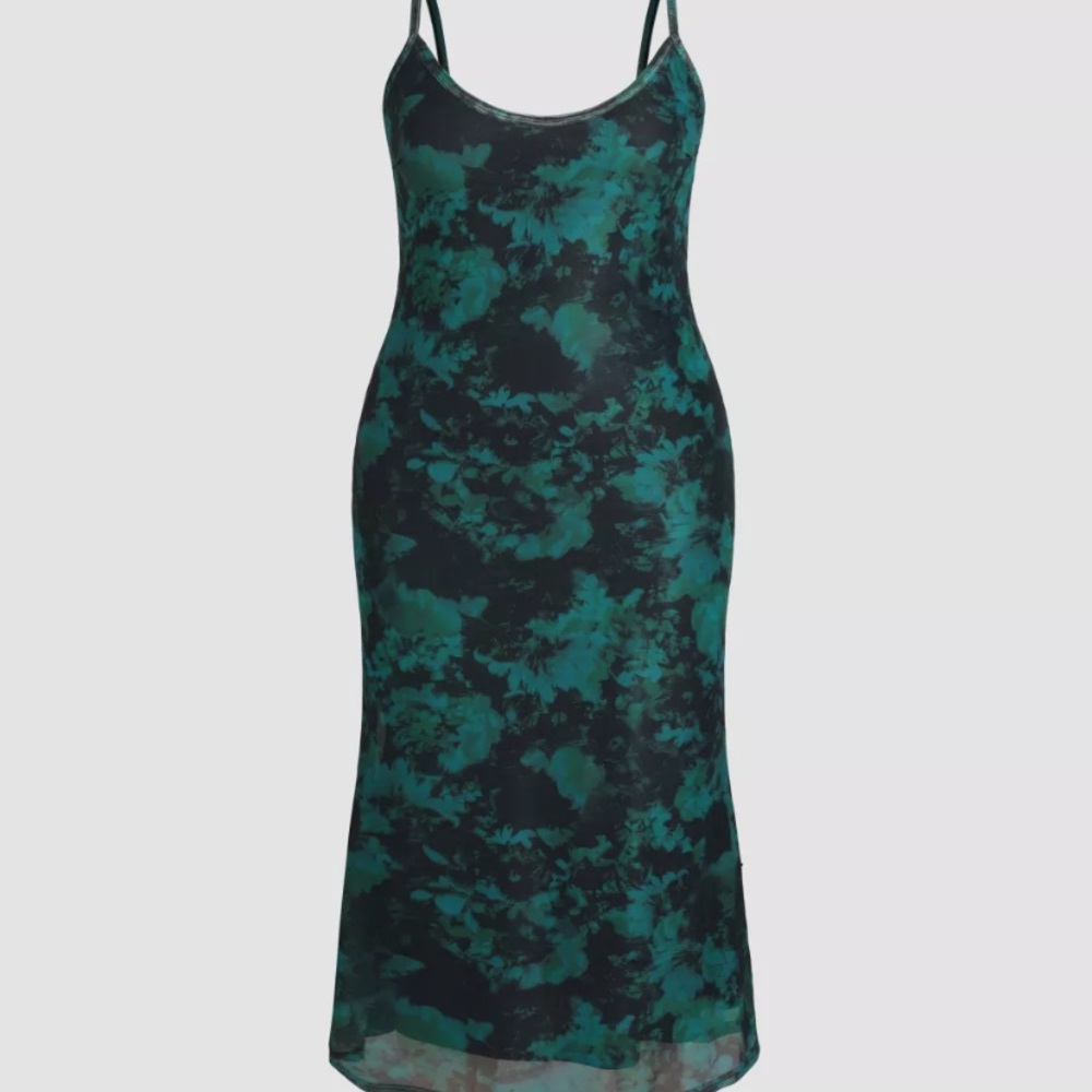 Cider stretchy floral midi dress